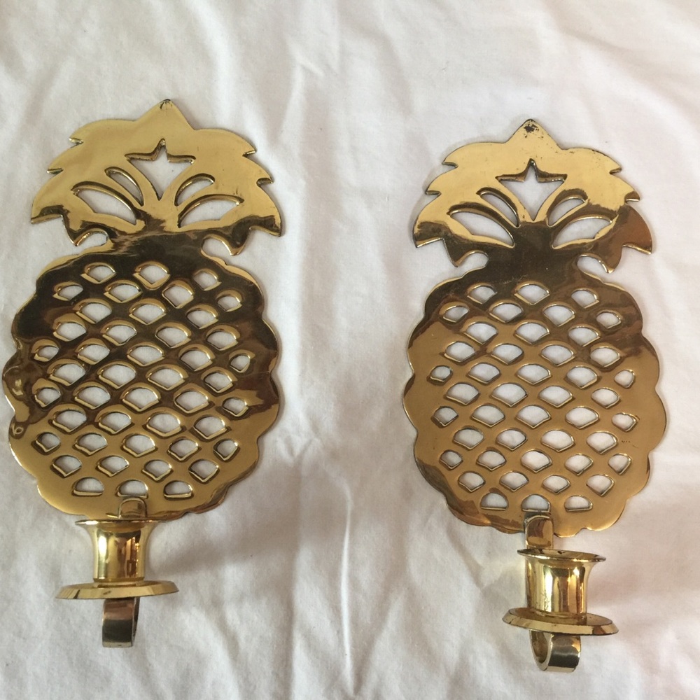 Brass pineapple candle holders